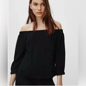 Aritzia Babaton Rodrigo Cold Shoulder Blouse In Black